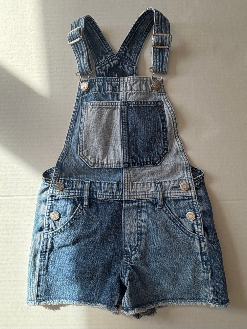 Gap Denim Patchwork Short Overalls Shortalls Size S Two Tone